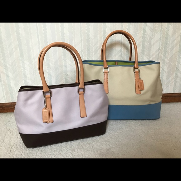 {Rare} 2 COACH Leather+Canvas Satchels - Picture 2 of 7